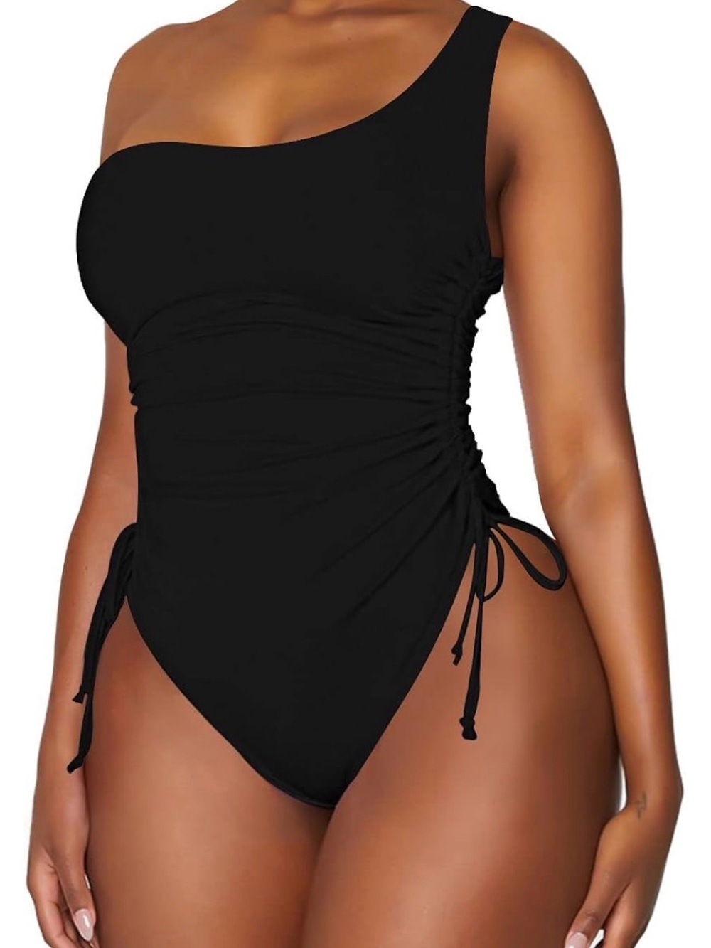 Viottiset Women's One Shoulder Ruched One Piece Swimsuit High Cut 2XL